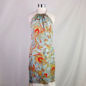 J. McLaughlin Silk Crossback  Blue and Red Floral Dress.