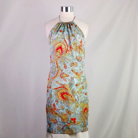 J. McLaughlin Silk Crossback  Blue and Red Floral Dress.