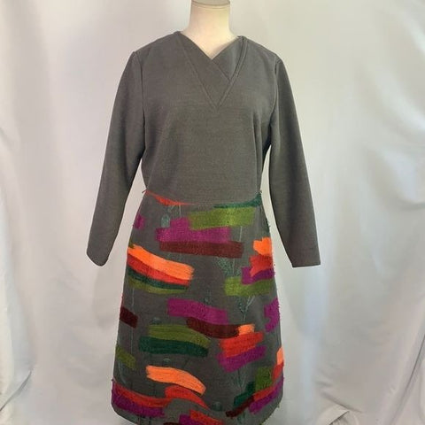 Raoul grey with multi embroidered bottom dress