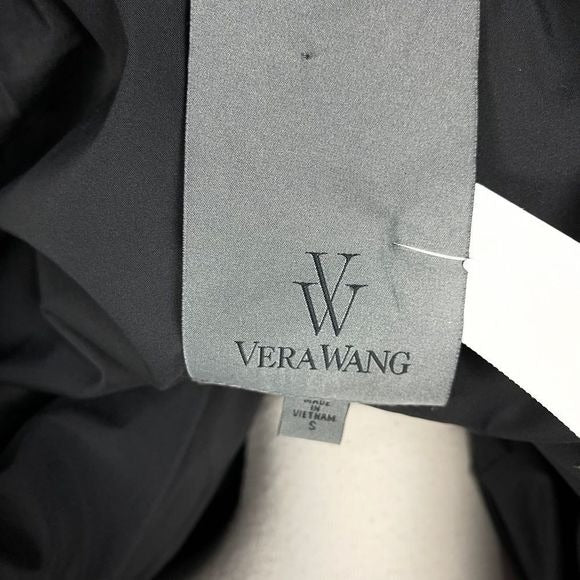 Vera Wang Black Brocade 3/4 Puffer Jacket