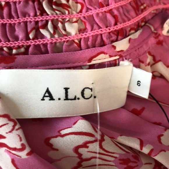 ALC NWT Pink Floral Hi-Neck Peasant Dress