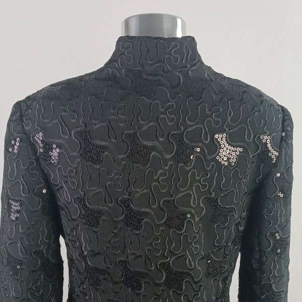 Betsey Johnson Vtg  Embr.Black Sequin 3/4 Jacket.