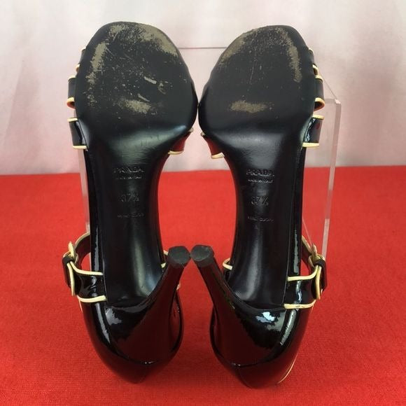 Prada Black Patent w Cream Trim Heels