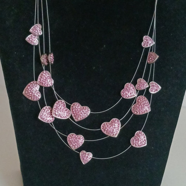 Suzanne Somers Multi Pink Hearts Necklace.