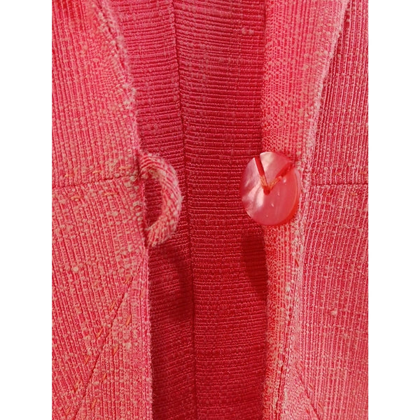 VALENTINO VTG RAW SILK CORAL ZIP FRONT / JACKET DRESS