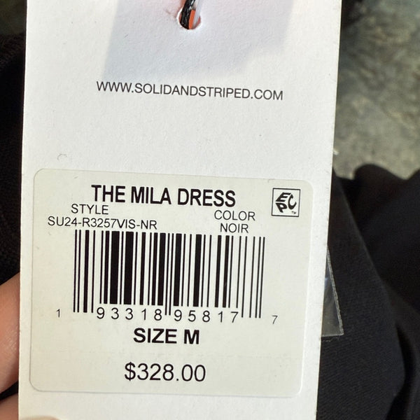 Solid and Striped Black Mila Dress NEW