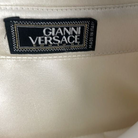 Gianni Versace Pink Multi Striped Cream Silk Blouse