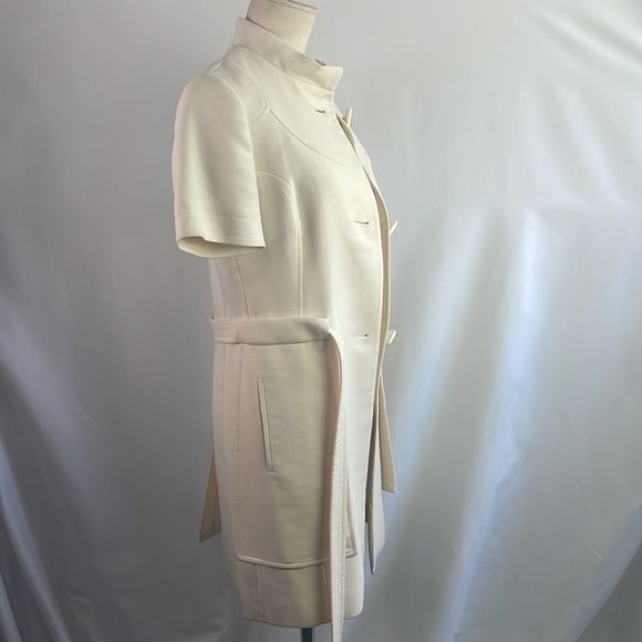 Vintage Cream Hi-Neck 3/4 Belted Jacket and Skirt
