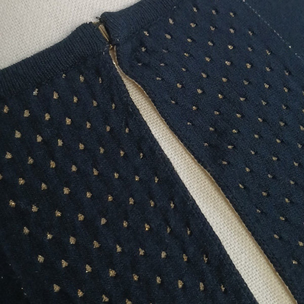 Escada Navy W Silver Trim Women's Cardigan W Cream Accents.