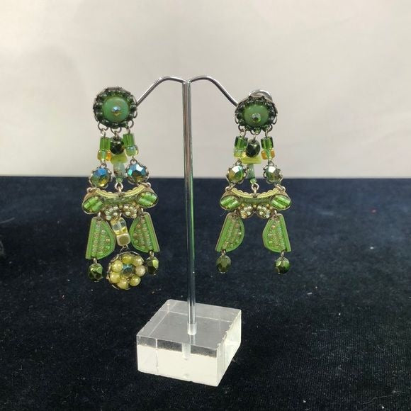Ayala Bar Green Beaded Necklace/Dangle Earrings