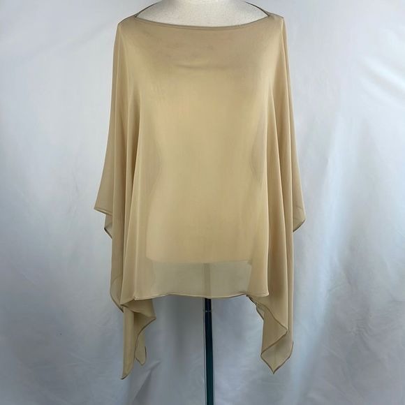 Armani Collezioni Tan Silk Poncho Shawl