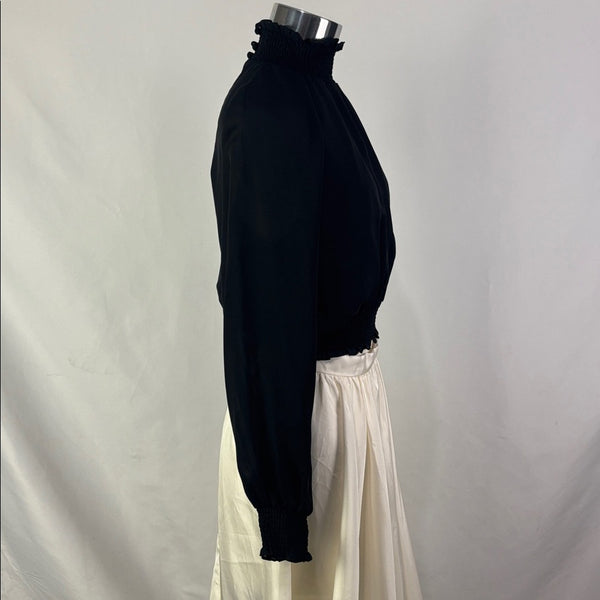 Cinq A Sept Black Elastic Trim High Neck Top