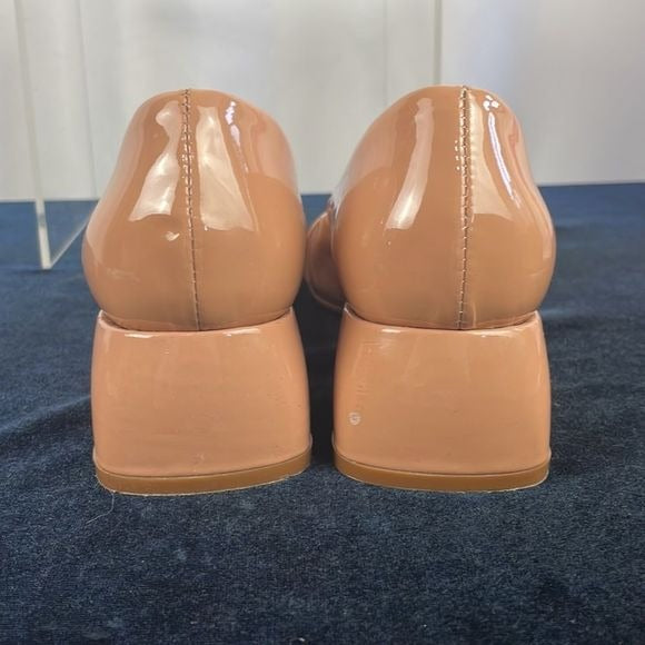 Bruglia Tan Patent Block Heel with Buckle Heels