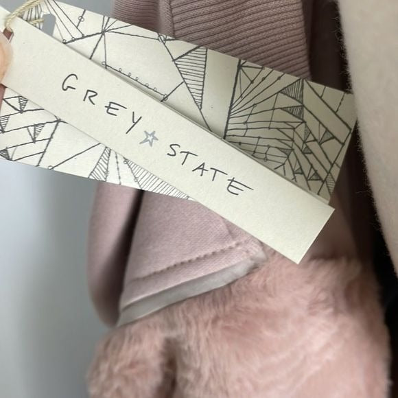 NWT Grey State Pink Faux Fur Bomber