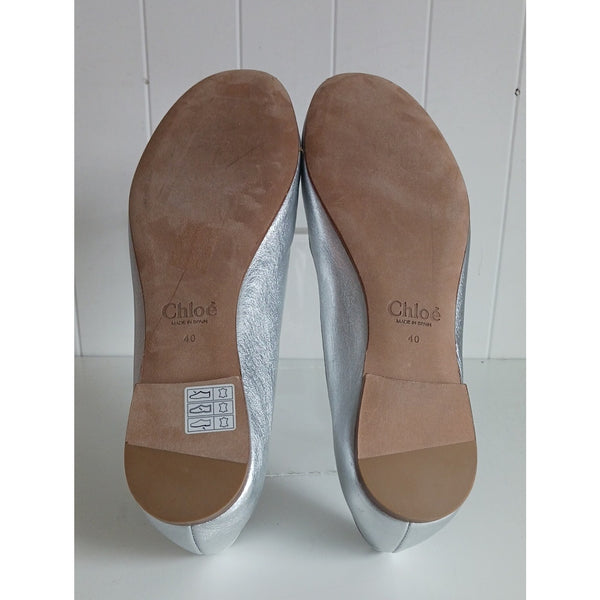 CHLOE NEW SILVER MARCIE BALLERINA FLATS