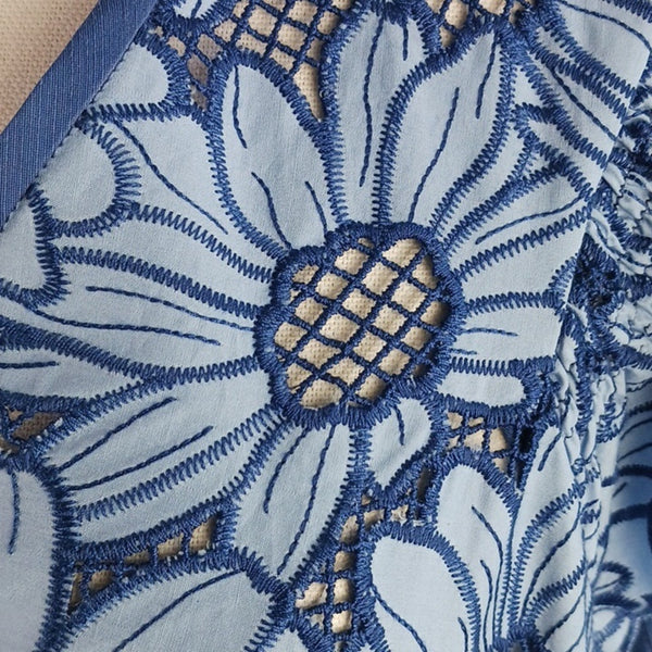 Sandro Blue Floral Lace Mini New Dress.