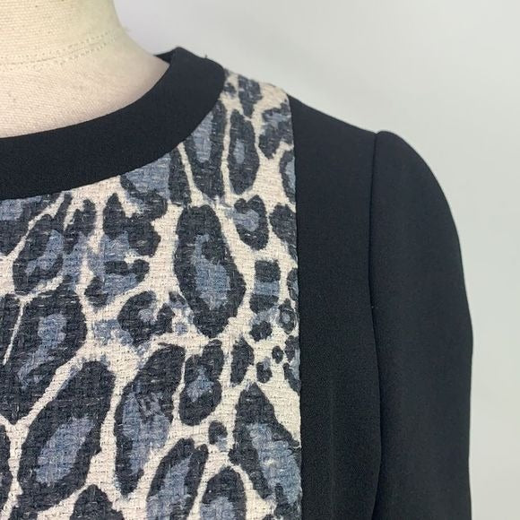 Stogova grey animal print black color block dress