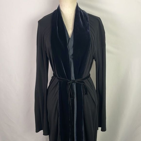 Alberta Ferretti Navy Velvet and Silk Print Dress