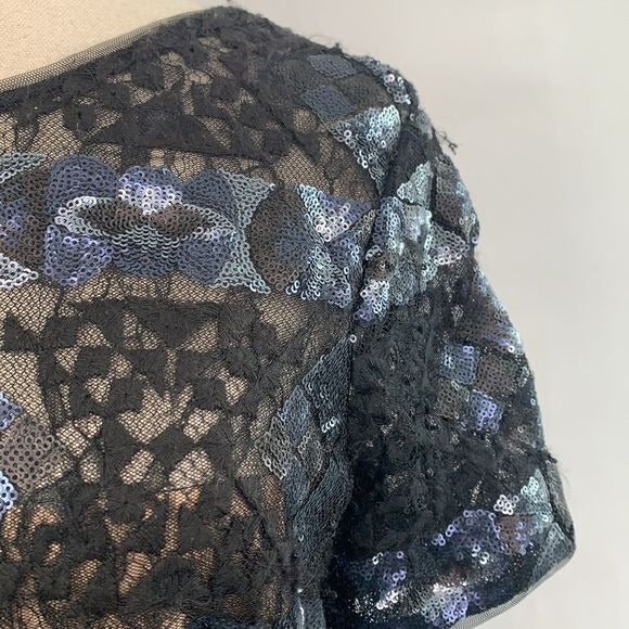 BCBGMaxAzria NWT gunmetal sequined print dress