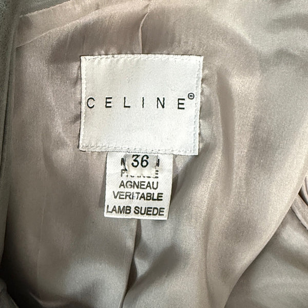 CELINE Gray Leather Crop Vintage Jacket