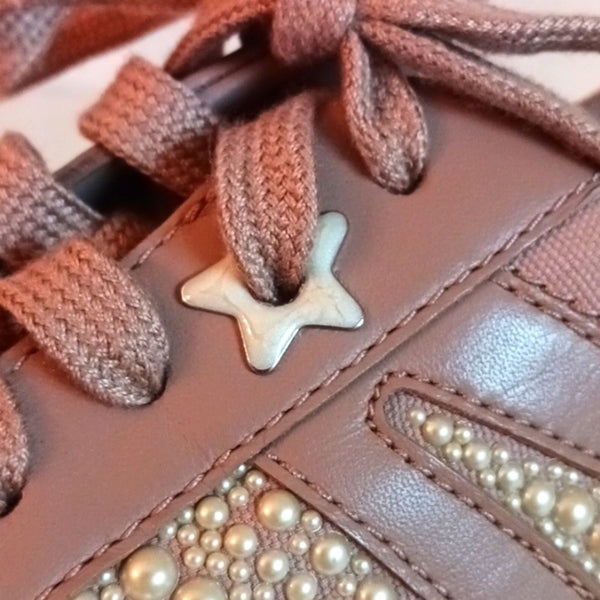 Jimmy Choo Taupe With  Pearl Beads Sneakers