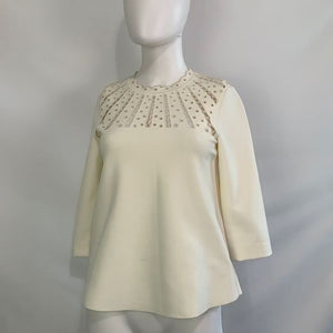 Valentino cream high neck open front top
