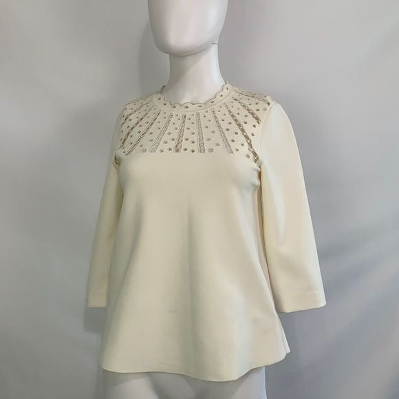 Valentino cream high neck open front top