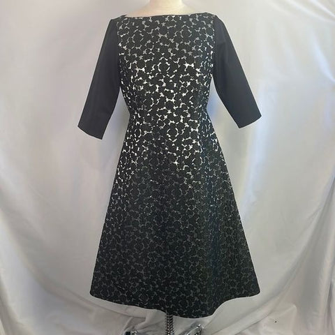 Lela Rose Black And Silver Brocade Mini Dress