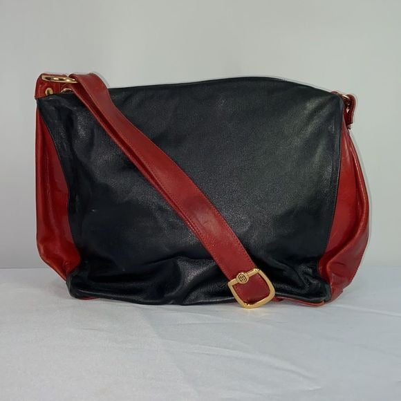 Marino Orlandi Black Leather w/ Red Trim Bag