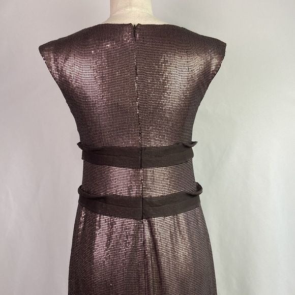 Robert Rodriguez Copper Beaded Cocktail Dress