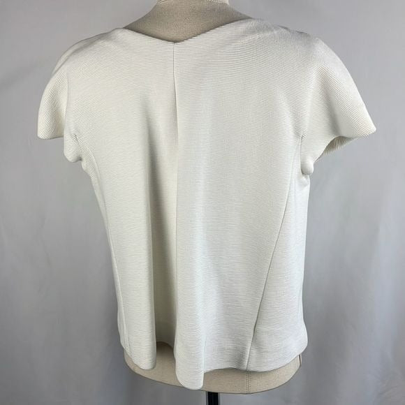 Armani Collezioni Ivory Textured Short Sleeve Jacket