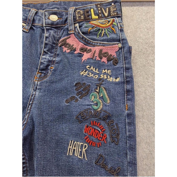 TOPSHOP EMBROIDERED DENIM JEANS