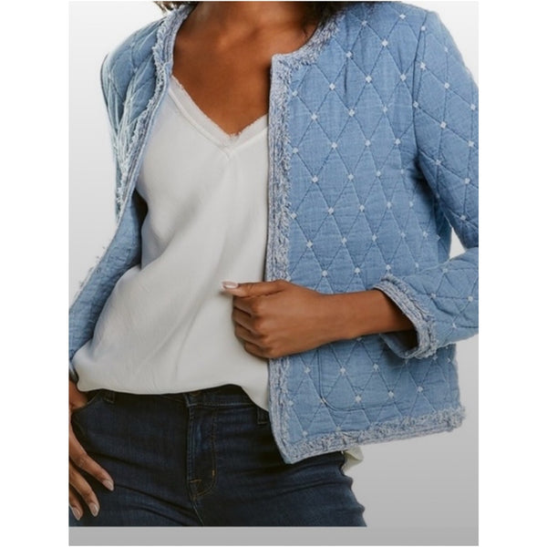 J MCLOUGHLIN DENIM QUILTED JACKET.