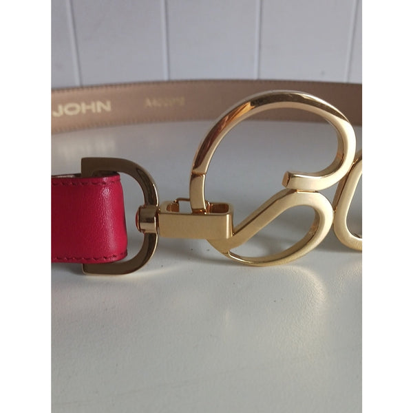 ST.JOHN RED LOGO LEATHER BELT