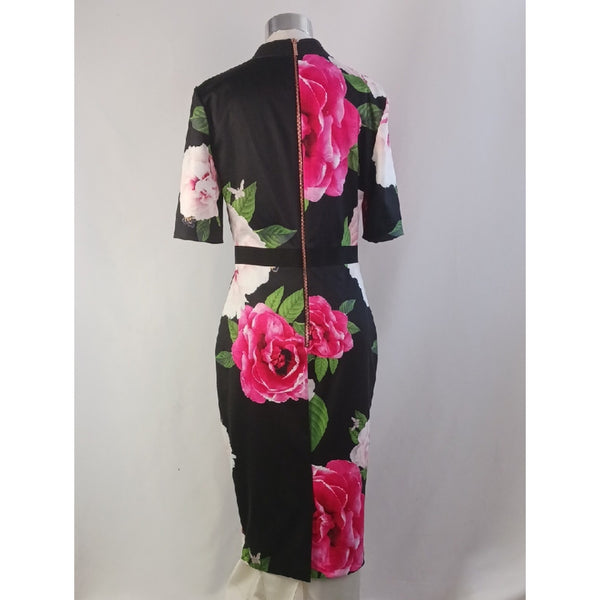 TED BAKER NWT FLORAL V NECK W BELT  DRESS.