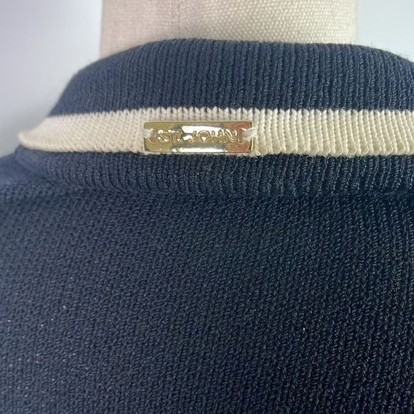 St John Black With Cream Trim Zip Jacket Sweater