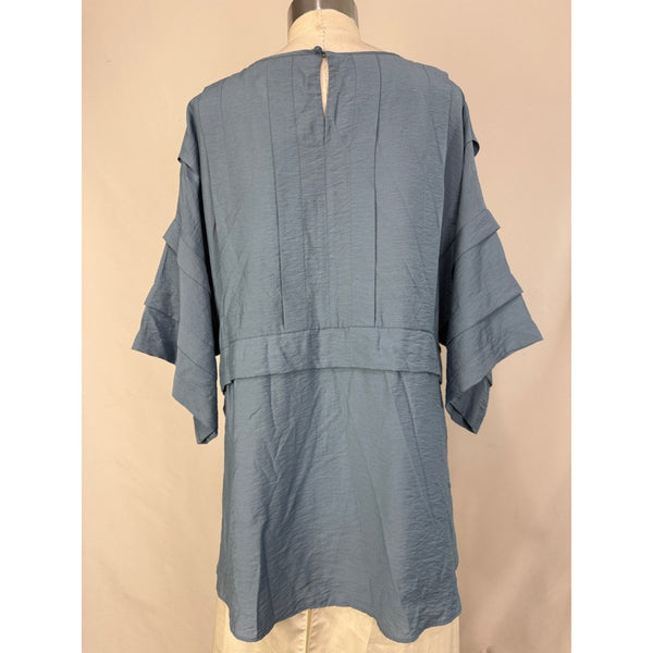 SEE BY CHLOE BLUE TIE WAIST LAYERED TOP