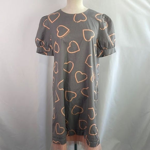 Moschino Grey With Pink Hearts Tulle Bottom Dress