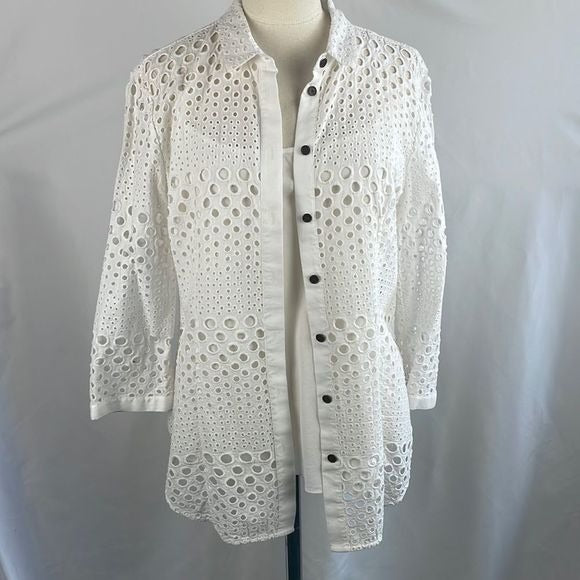 Burberry White Eyelet w Cami Blouse