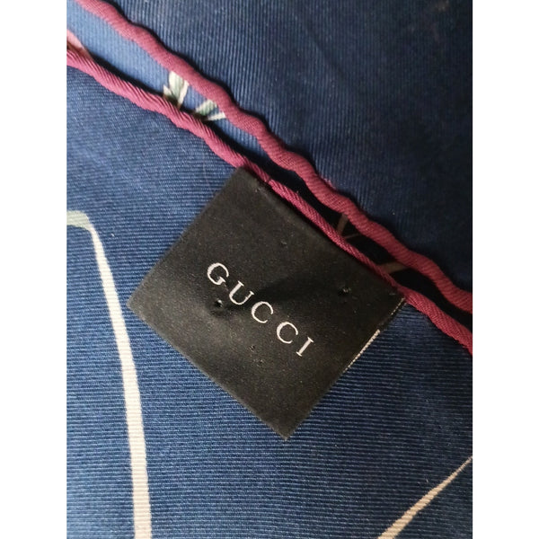 GUCCI VINTAGE FLORAL Insect Print Silk Scarf