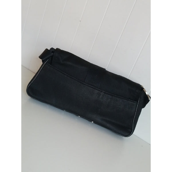 CHRISTIAN DIOR BLK JERSEY HARD CORE SHOULDER BAG.