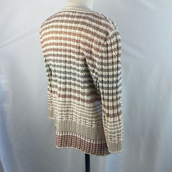 St. John Tan Striped Shell / Cardigan Sweat Set With Tank Top