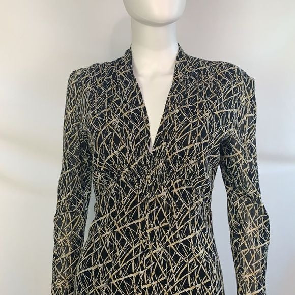 Vivienne Tam VTG black bamboo print mesh dress