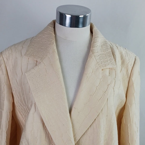 Marina Rinaldi Vintage Cream Textured Beaded Button Jacket