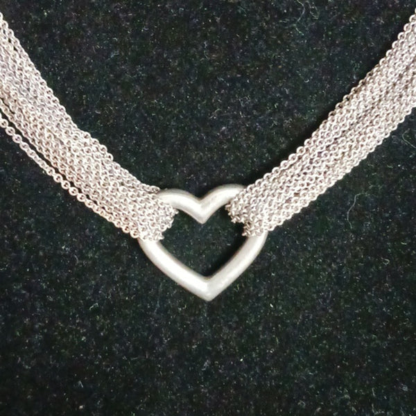 Tiffany & Co. Sterling Heart Multi-Strand Toggle Necklace.