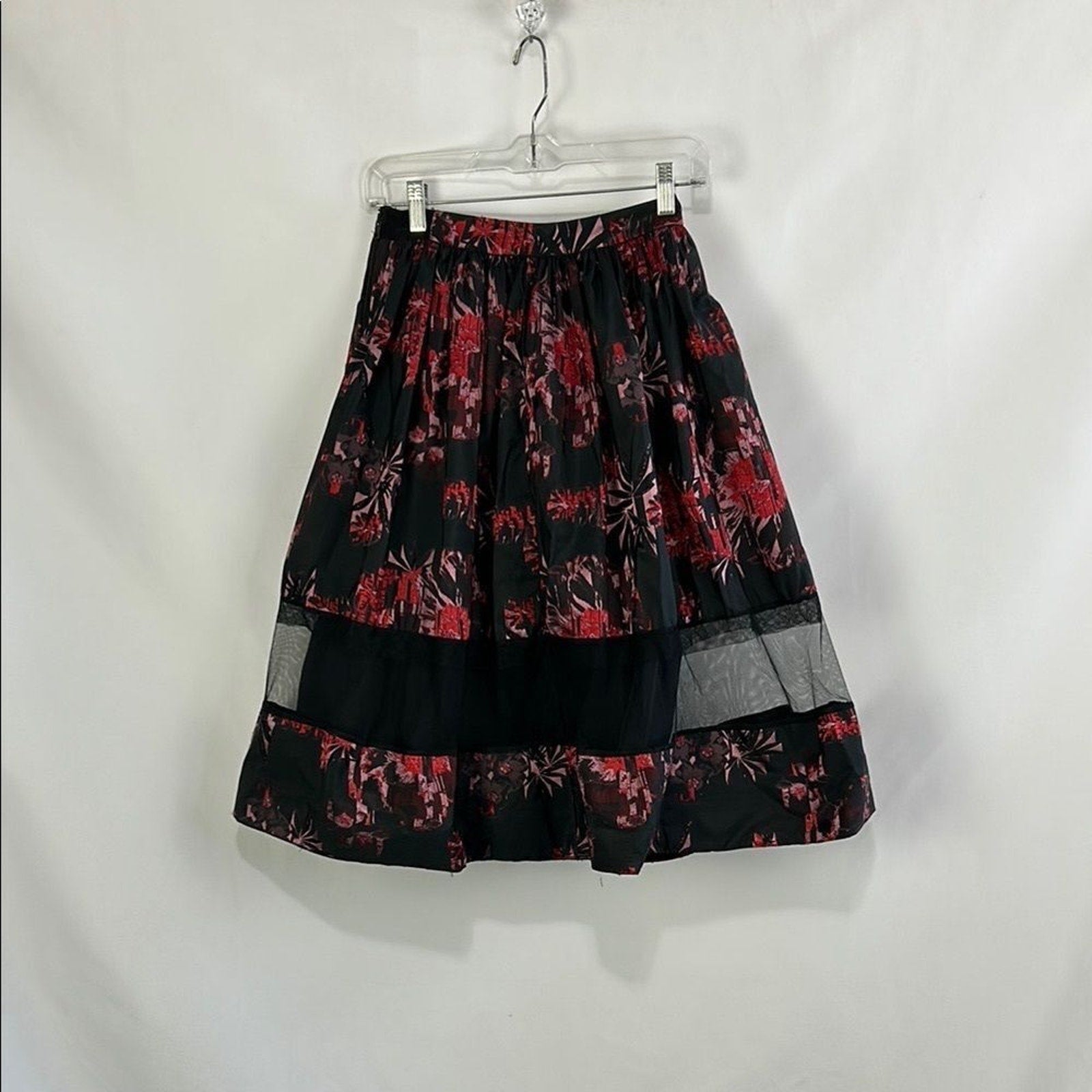 NWT Alice and Olivia Black Multi Floral A Line Skirt