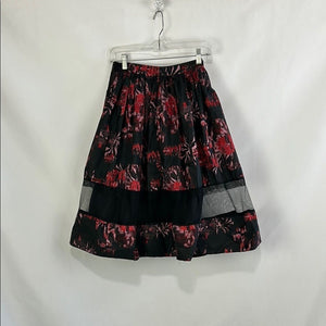 NWT Alice and Olivia Black Multi Floral A Line Skirt