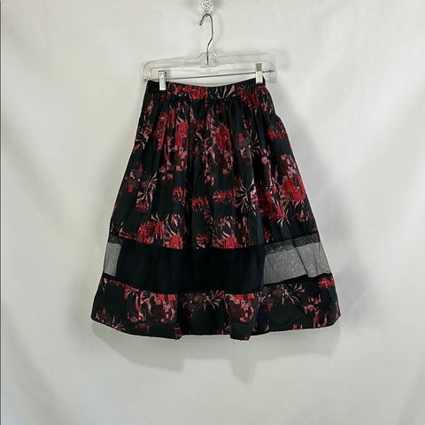 NWT Alice and Olivia Black Multi Floral A Line Skirt