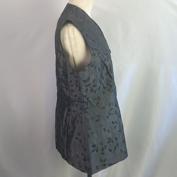 Escada Grey Leaf Print With Pockets Vest NWT