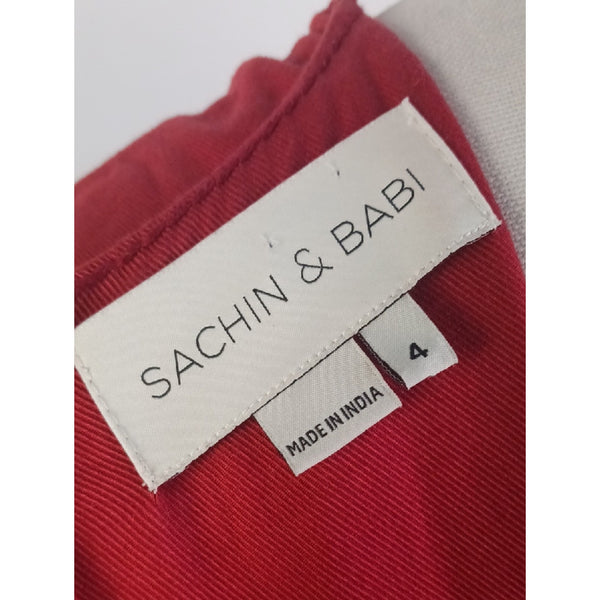 SACHIN & BABI RED SHORT SLEEVE PEASANT DRESS.